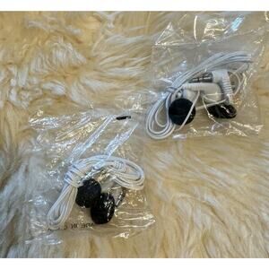 Lot of 2 White Airline In-Ear Headphones Travel Flight Movies Music